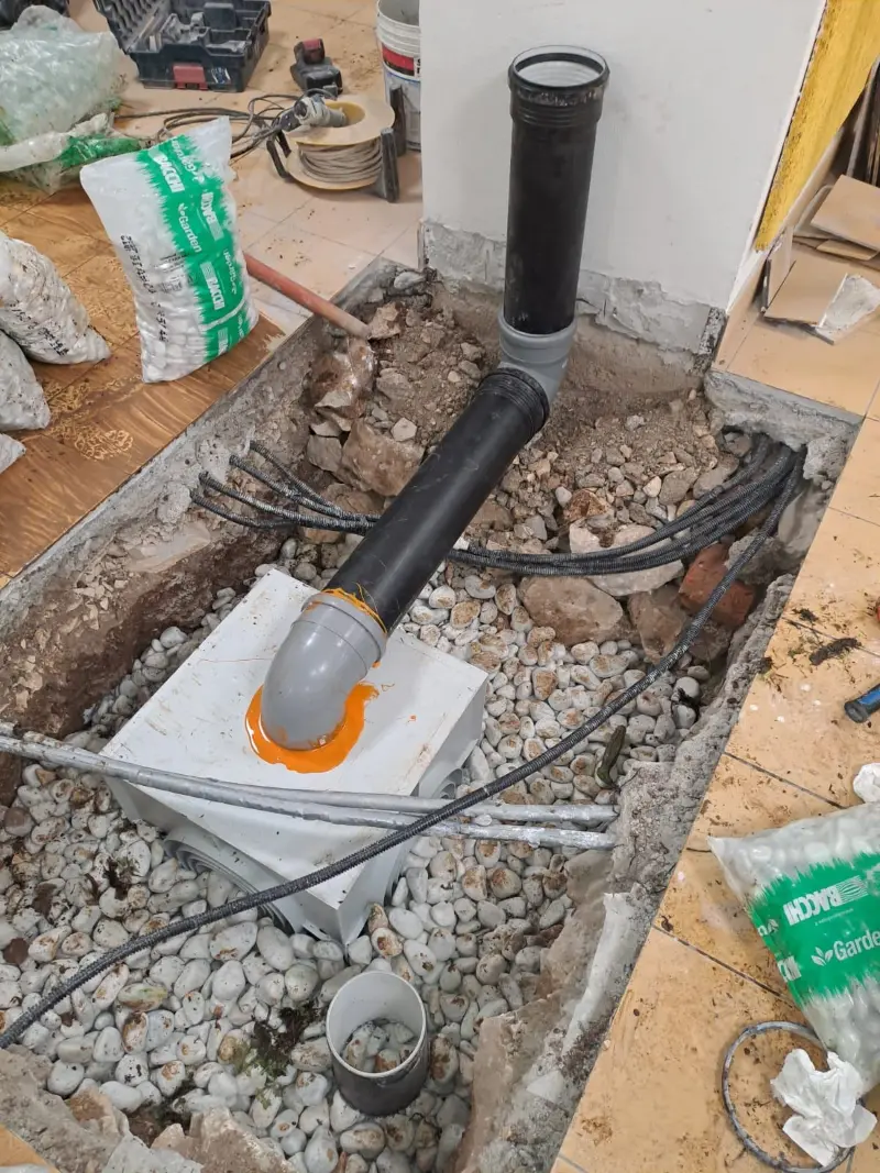 Pozzetto di aspirazione radon in fase di realizzazione